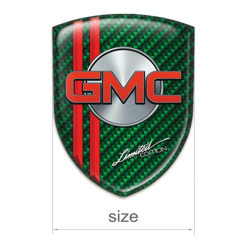 GMC Self Adhesive Emblem Logo Green Carbon with Red Lines version 