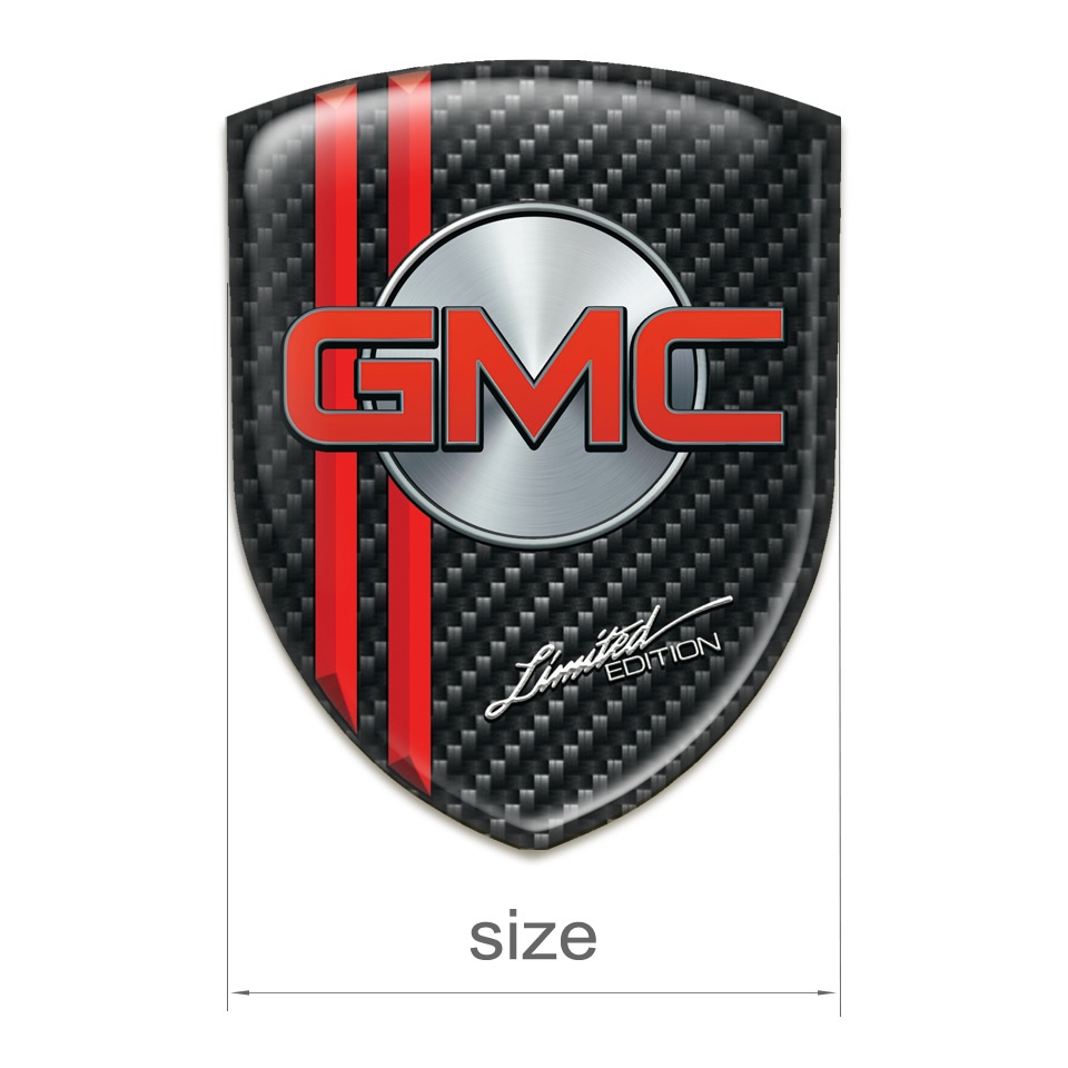 GMC Domed Emblem Dark Carbon with Red Lines Version | Domed Emblems ...