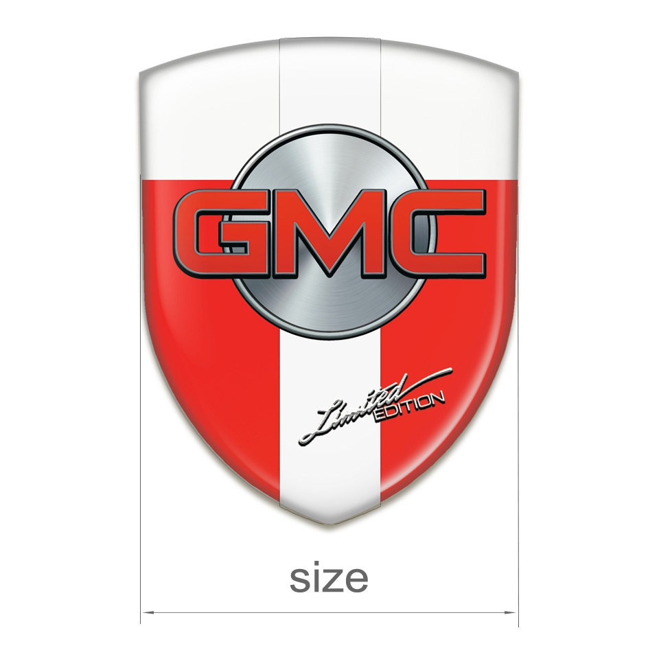GMC Silicone Car Decal Badge Red White with White Band Type | Domed ...