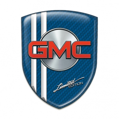 GMC Silicone Car Decal Badge Blue Carbon with White Stripes Type 