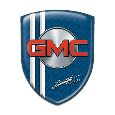 GMC Silicone Car Decal Badge Blue Carbon with White Stripes Type 