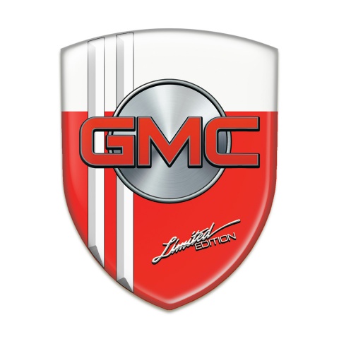 GMC Auto Emblem Red White with White Stripes 