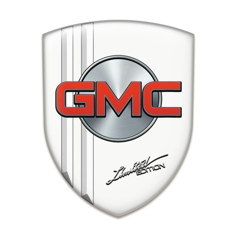 GMC Emblem Badge Logo Stylish White Edition with Red Logo 
