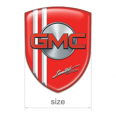 GMC Self Adhesive Emblem Logo Red with White Stripes Red Logo 