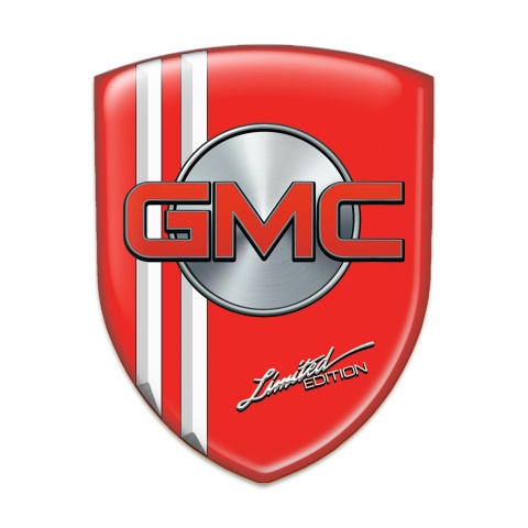GMC Self Adhesive Emblem Logo Red with White Stripes Red Logo 