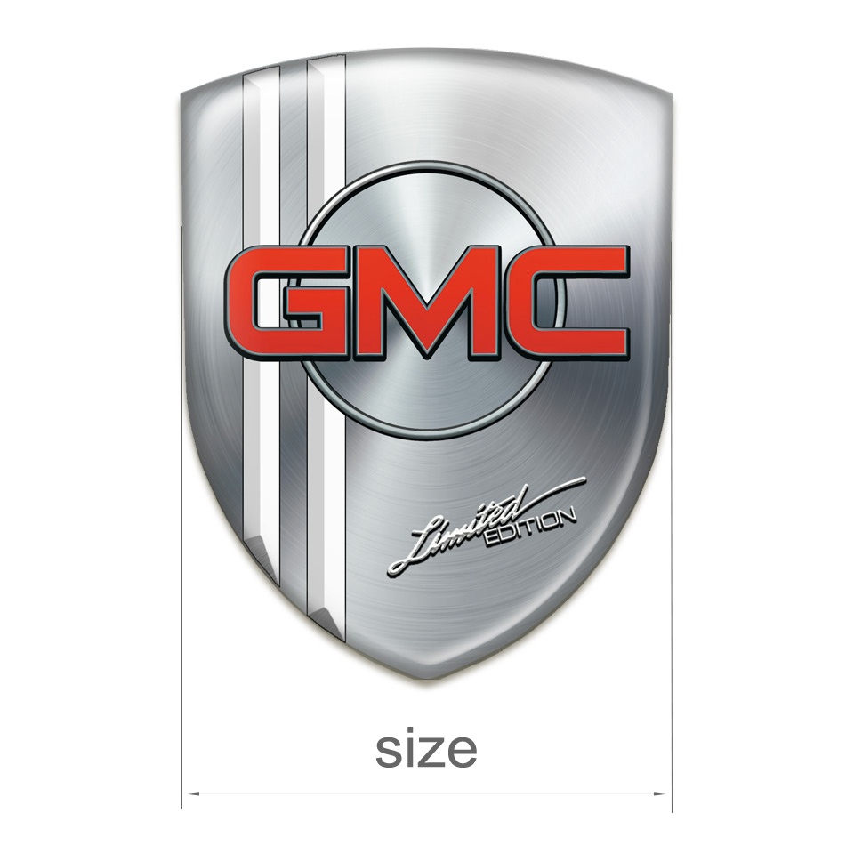 GMC Silicone Emblem Silver with White Stripes Type | Domed Emblems ...