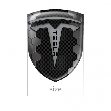 Tesla Shield Silicone Emblem Honeycomb Artwork Grey Logo