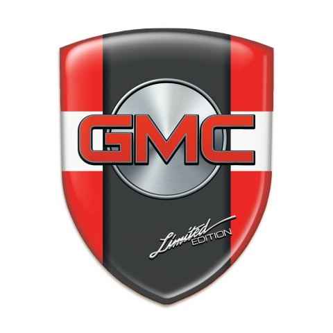 GMC Emblem Badge Logo Red with White Ribbon Model 