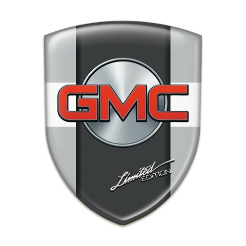 GMC Emblem Badge Logo Grey with White Ribbon Model 