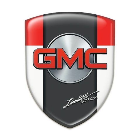 GMC Self Adhesive Emblem Logo White Red Pattern 