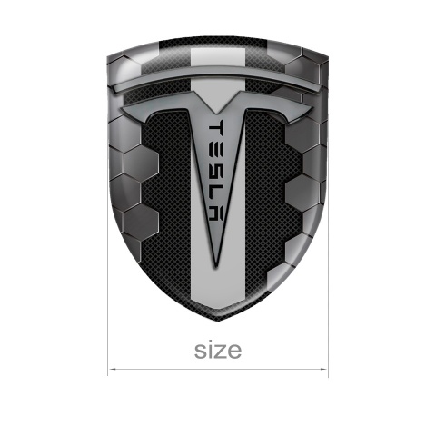 Tesla Shield Silicone Emblem Honeycomb Artwork Grey Line