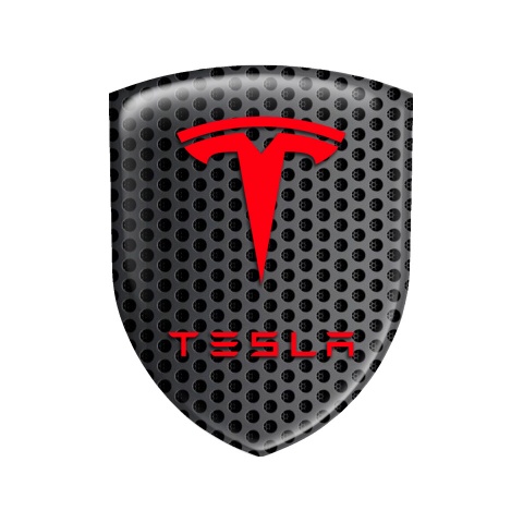 Tesla Shield Silicone Emblem Steel Red Line Edition