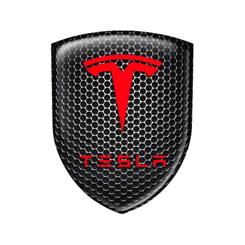 Tesla Shield Silicone Emblem Black Steel Artwork Line
