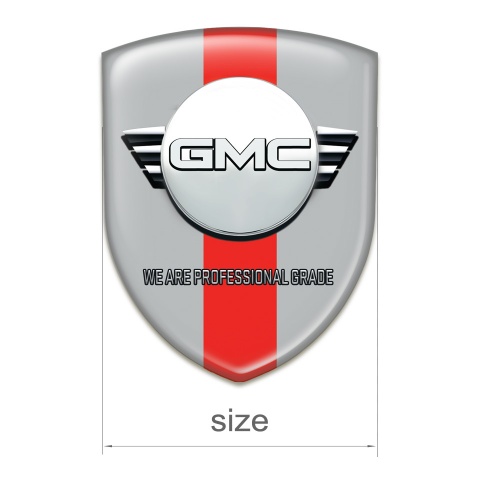GMC Silicone Car Decal Badge Grey with Red Band and Round Logo 