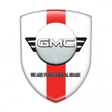 GMC Auto Emblem White with Red Band and Round Logo 