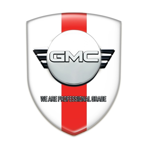 GMC Auto Emblem White with Red Band and Round Logo 