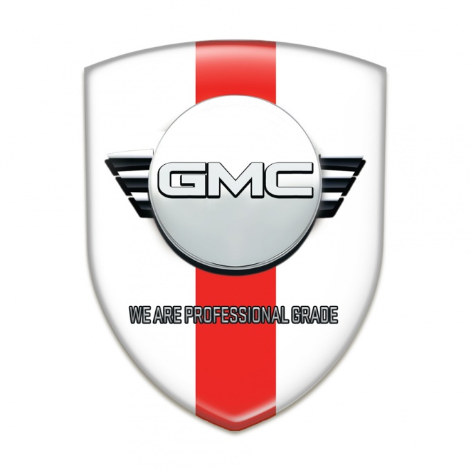 GMC Auto Emblem White with Red Band and Round Logo 