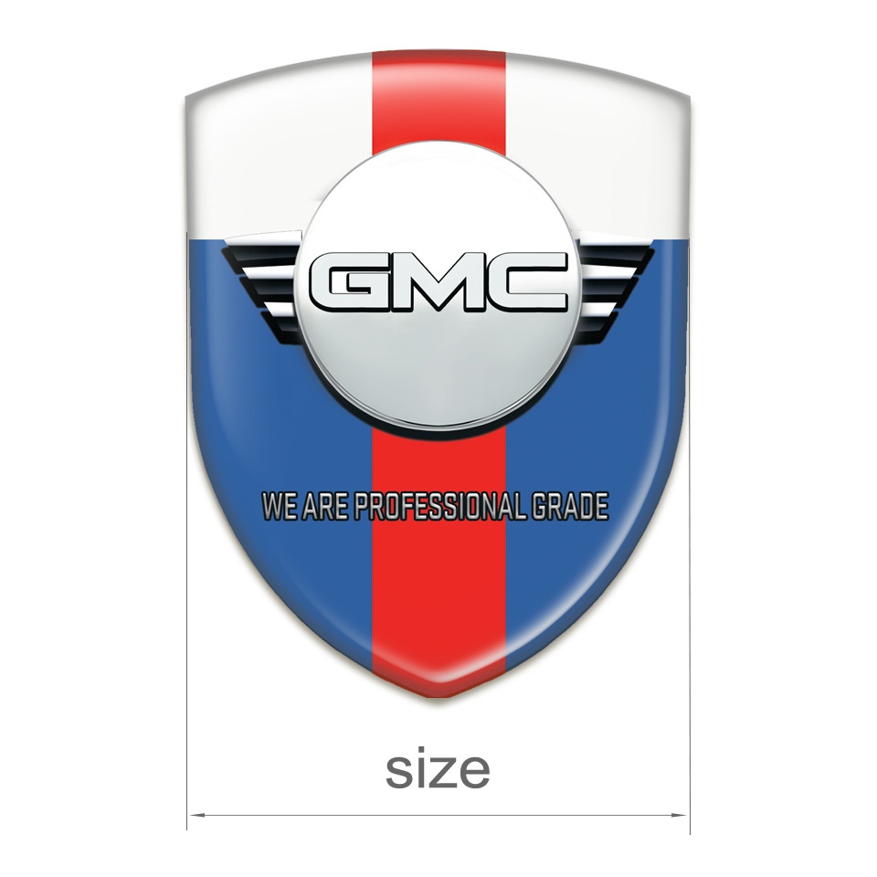 GMC Logo Emblem Blue White with Red Band Edition | Domed Emblems ...