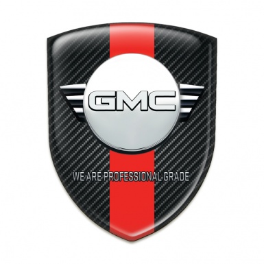 GMC Resin Sticker Black Fibers with Red Band and Round Logo 