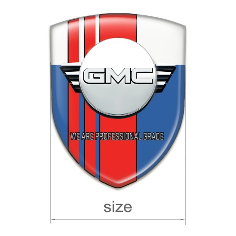 GMC Logo Emblem Blue White with Red Tapes and Round Logo 
