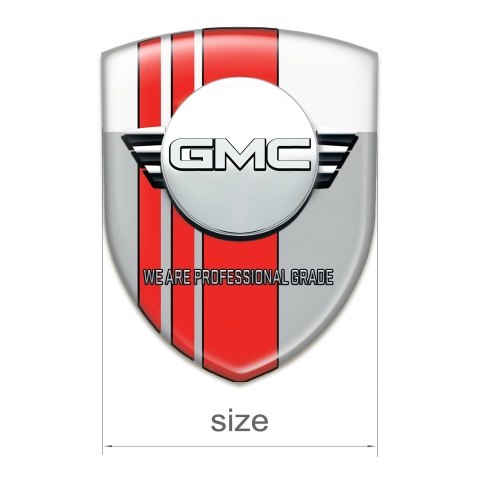 GMC Self Adhesive Emblem Logo Grey White with red Tapes and Round Logo 