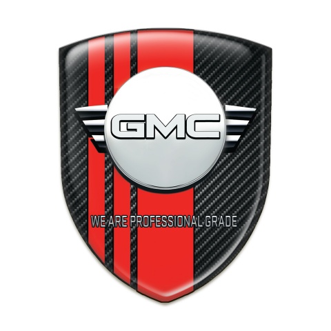 GMC Domed Emblem Black carbon with Red Tapes and Round logo 