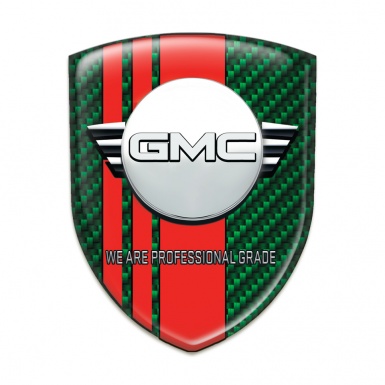 GMC Silicone Emblem Green carbon with Red Tapes and Round Logo 