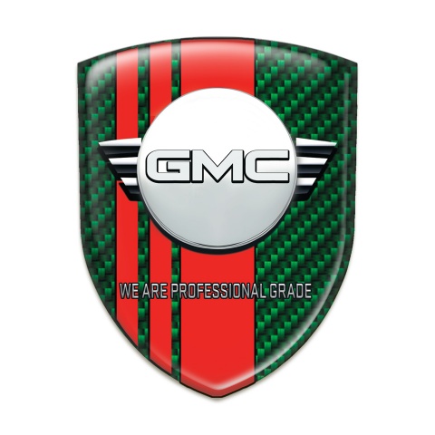 GMC Silicone Emblem Green carbon with Red Tapes and Round Logo 