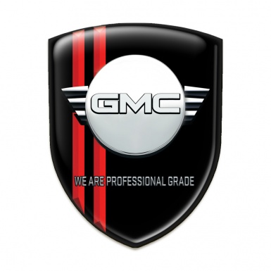 GMC Resin Sticker black with Red lines and Round logo 