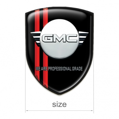 GMC Resin Sticker black with Red lines and Round logo 