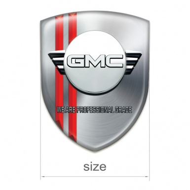 GMC 3D Gel Emblem Silver with Red Lines and Round Logo  