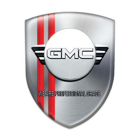 GMC 3D Gel Emblem Silver with Red Lines and Round Logo  