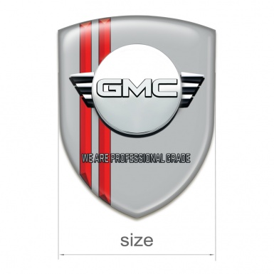 GMC Emblem Exterior Grey with Red Lines and Round Logo 