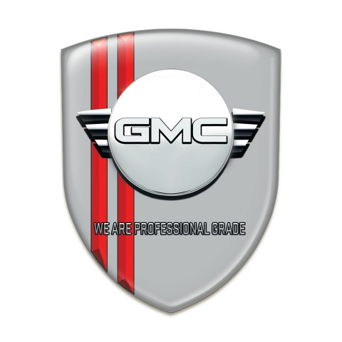 GMC Emblem Exterior Grey with Red Lines and Round Logo 
