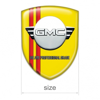 GMC Tuning Badge  Yellow with Red Lines and Round Logo 