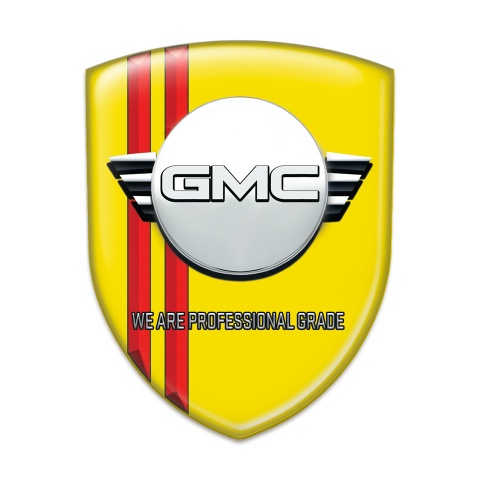 GMC Tuning Badge  Yellow with Red Lines and Round Logo 