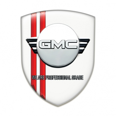 GMC Car Accessories Badge White with Red Lines and Round Logo 