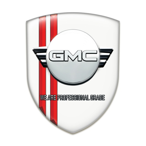GMC Car Accessories Badge White with Red Lines and Round Logo 