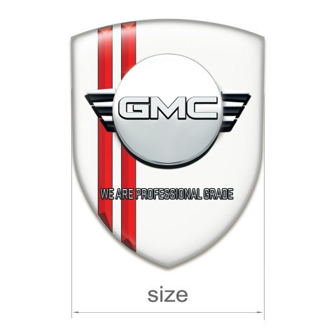 GMC Car Accessories Badge White with Red Lines and Round Logo 