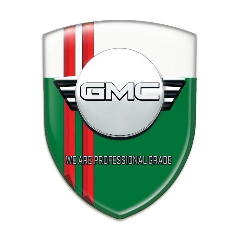 GMC Car Accessories Badge Green White with Red Lines and Round Logo 