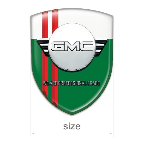 GMC Car Accessories Badge Green White with Red Lines and Round Logo 