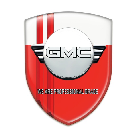 GMC Self Adhesive Car logo Emblem Red White with Red Lines and Round Logo 