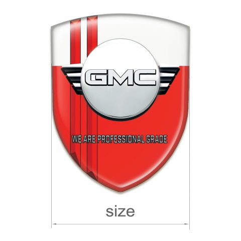 GMC Self Adhesive Car logo Emblem Red White with Red Lines and Round Logo 
