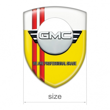 GMC Silicone Car Decal Badge Yellow White with Red Lines and Round Logo 