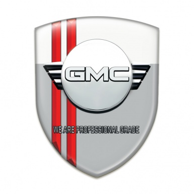 GMC Silicone Badge Grey White with Red Lines and Round Logo 
