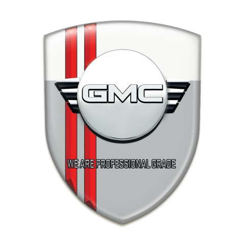 GMC Silicone Badge Grey White with Red Lines and Round Logo 