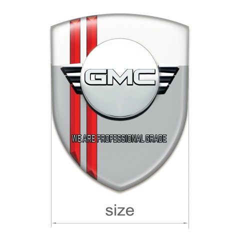 GMC Silicone Badge Grey White with Red Lines and Round Logo 