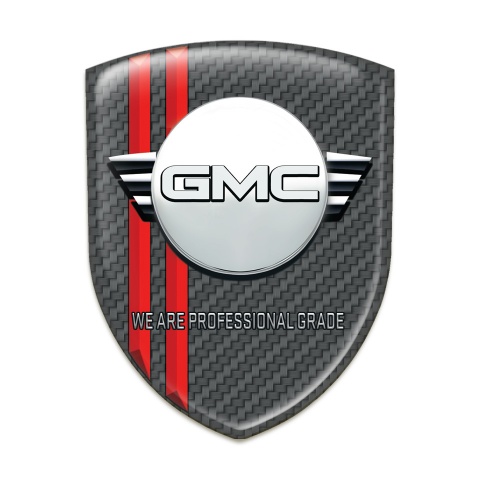 GMC Auto Emblem Carbon with Red Lines and Round Logo 