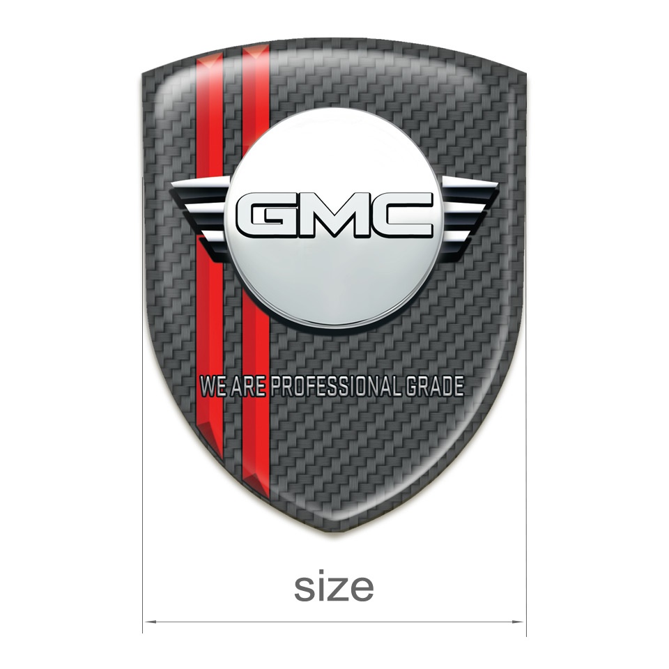 GMC Auto Emblem Carbon with Red Lines and Round Logo | Domed Emblems ...