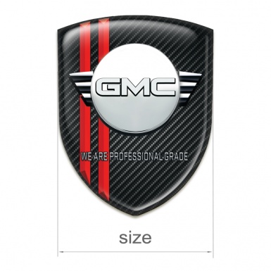 GMC Logo Emblem Dark Carbon with Red Lines and Round Logo 